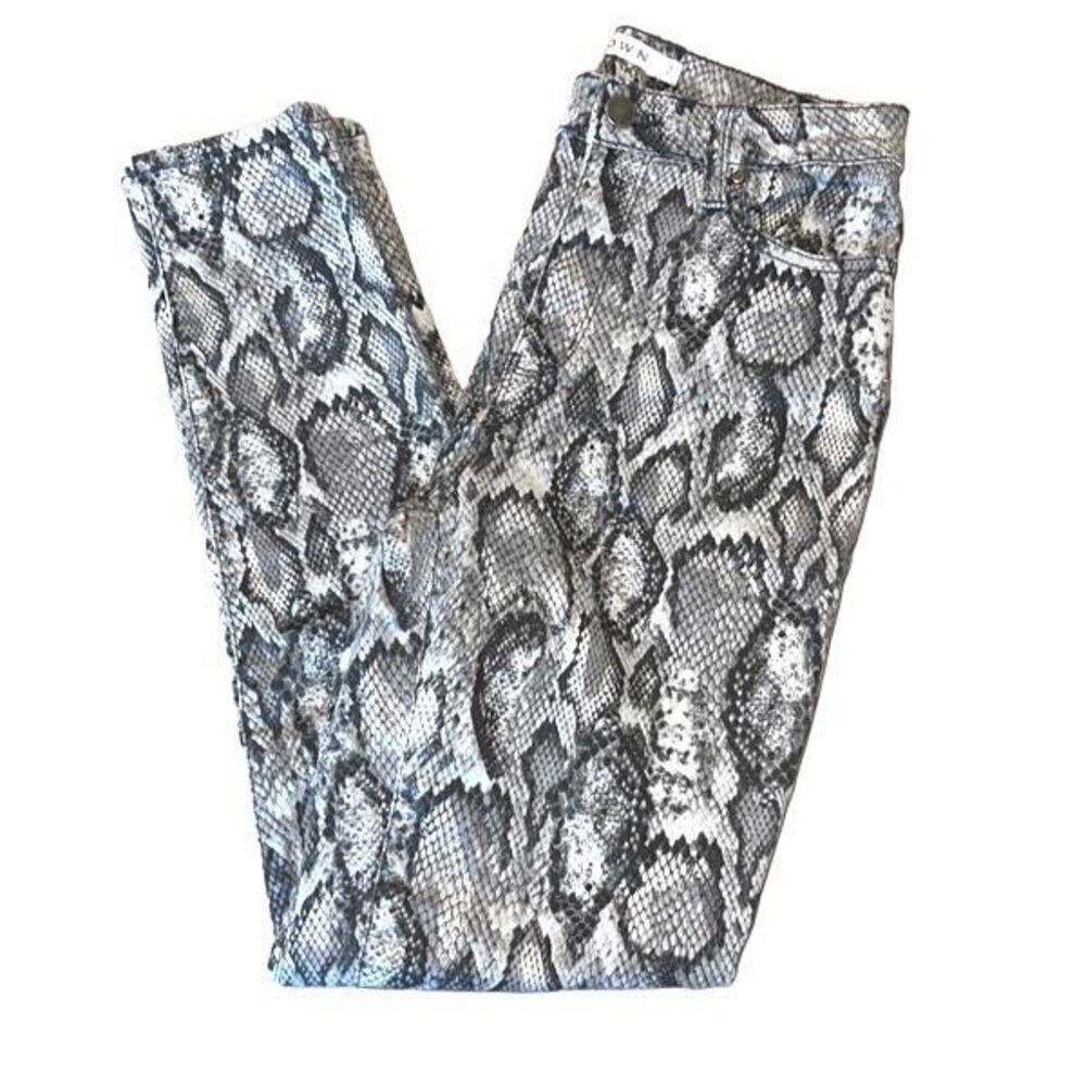 Tinseltown Women's Snake Print Pants High Rise Stretch Skinny Slim Leg Gray Sz 5
